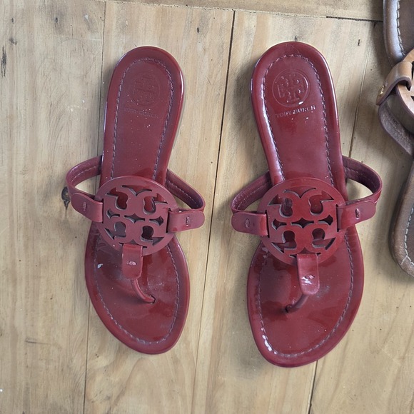 LOT OF 2 Tory Burch Miller Leather Sandals Women's Size 7 Brown Leather Red - Picture 11 of 16